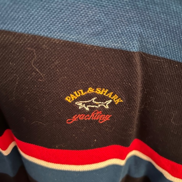 Paul & Shark Men's Polo with Black, Blue, and Red Stripes.  Size XL - Picture 4 of 4